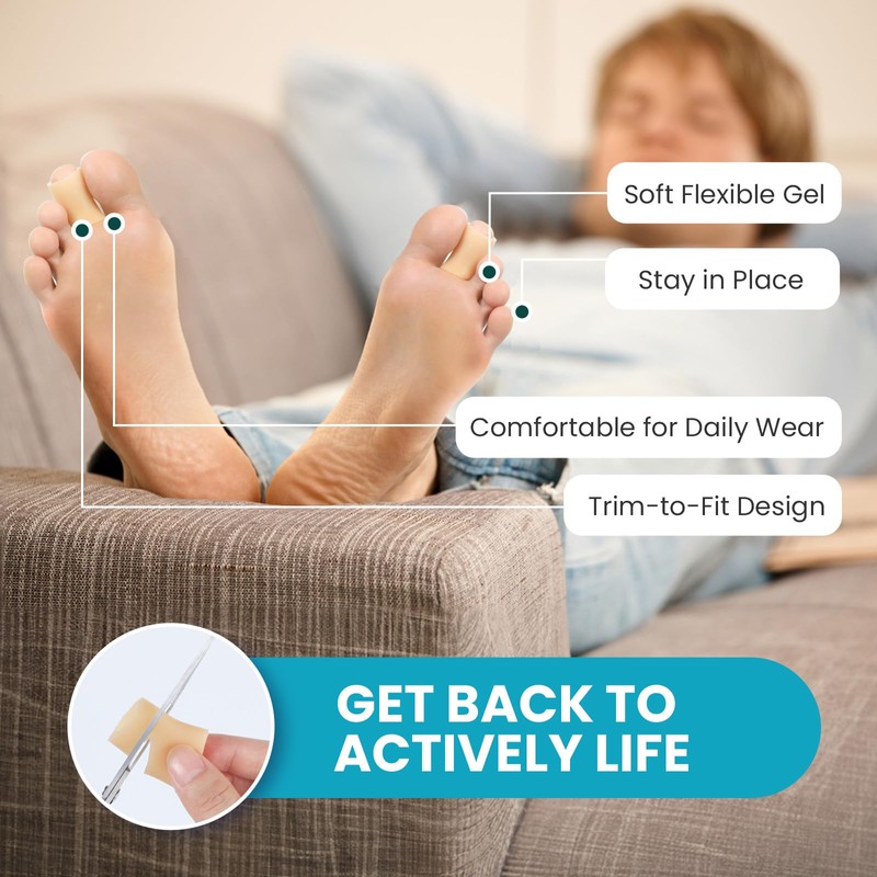 Povihome Toe Sleeves, Toe Protectors, 12 Pack Toe Tube Pads
