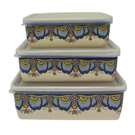 GODAGE 6-Piece Melamine Food Storage Containers with Airtight Lids, Nesting Bowl Set, Stackable & Unbreakable, BPA-Free, Dishwasher & Freezer Safe (Rectangular)