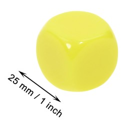 Shapenty 25mm Six Sided Blank Round Edged Acrylic Dice Cubes for Family Game DIY Number Letter Word Color Stickers Story Custom Dice Making Counting Party Favor, 10PCS (Yellow)