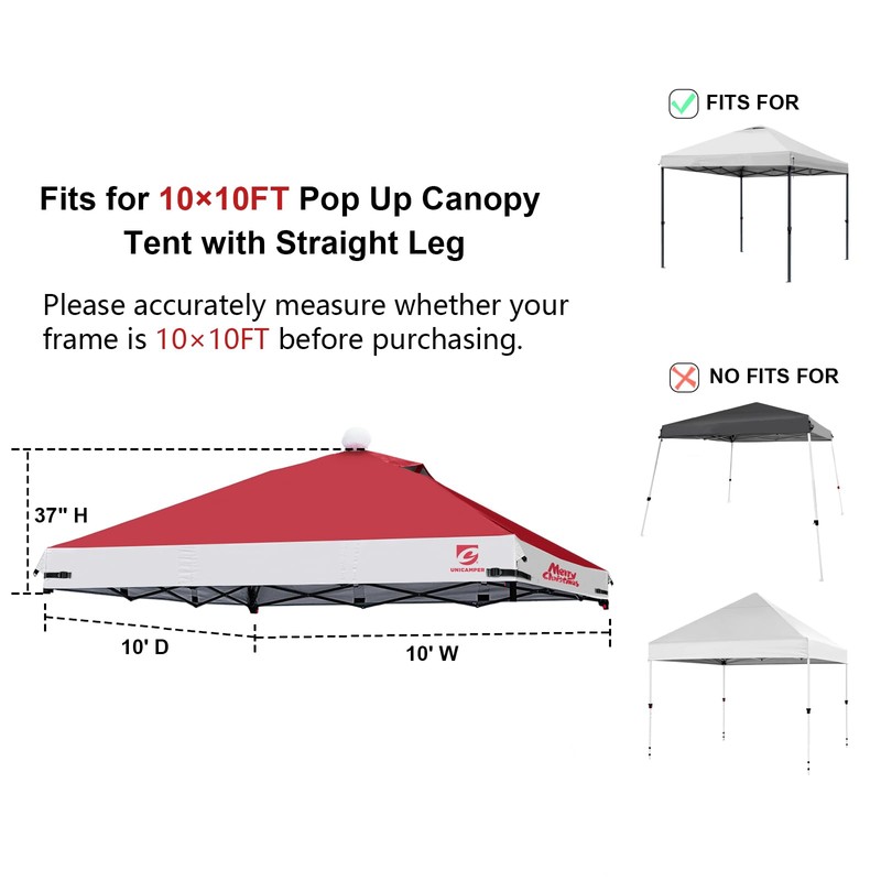 10x10 Pop Up Canopy Replacement Top Cover, Christmas Decoration(TOP ONLY)