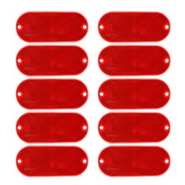 10pcs Red Oval Reflector with Mounting Hole Used for Roads, Front Reflector Oval Reflector for Driveway Fence Gate Posts Trailers Safety Reflectors Automobiles Boats Mailboxes Reflector