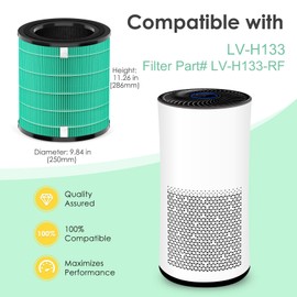 HSIAMEN LV-H133 Replacement Filter Compatible with Levoit LV-H133 Air Purifier To-xin Absorber Filter Replacement for LVH133 H133 Meta-Air Tower Part# LV-H133-RF, Green 1-Pack