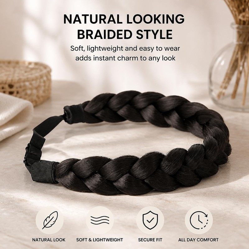 Hair Accessories Set - Braided Headband - Satin Hair Ties