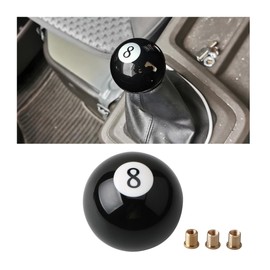 JNNJ Ball Head Gear Knob, Car Gear Knob with 3 Adapters, Universal, Black 8-Ball Billiard Acrylic Gear Knob for Most Manual Car Manual Transmission