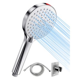 SREWOHS Water-Saving Shower Head with Hose Holders - Energy Saving Shower Head Rain Shower Water Saving Shower Head Pressure Increasing Saving Shower Head Set with 5 Jet Types, Chrome 8.5 L/min