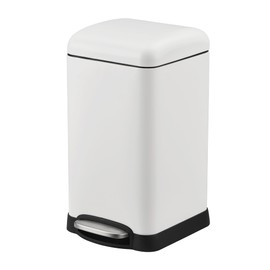 GAOMON Stainless Steel Trash Can, M7 12L Capacity, 30x24x44cm, Durable Kitchen Bathroom Bin, Anti-Stain Hand Design Garbage Can, White