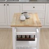 ROCKRAIN White Kitchen Island Cart: Modern Rolling Trolley with Adjustable