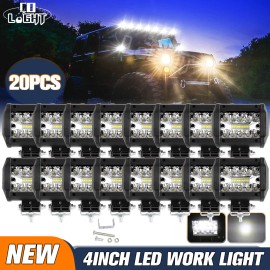 COLIGHT 20PCS 4inch LED Work Light Bar Flood Spot Combo Fog Driving Lamp 6000K White 12V