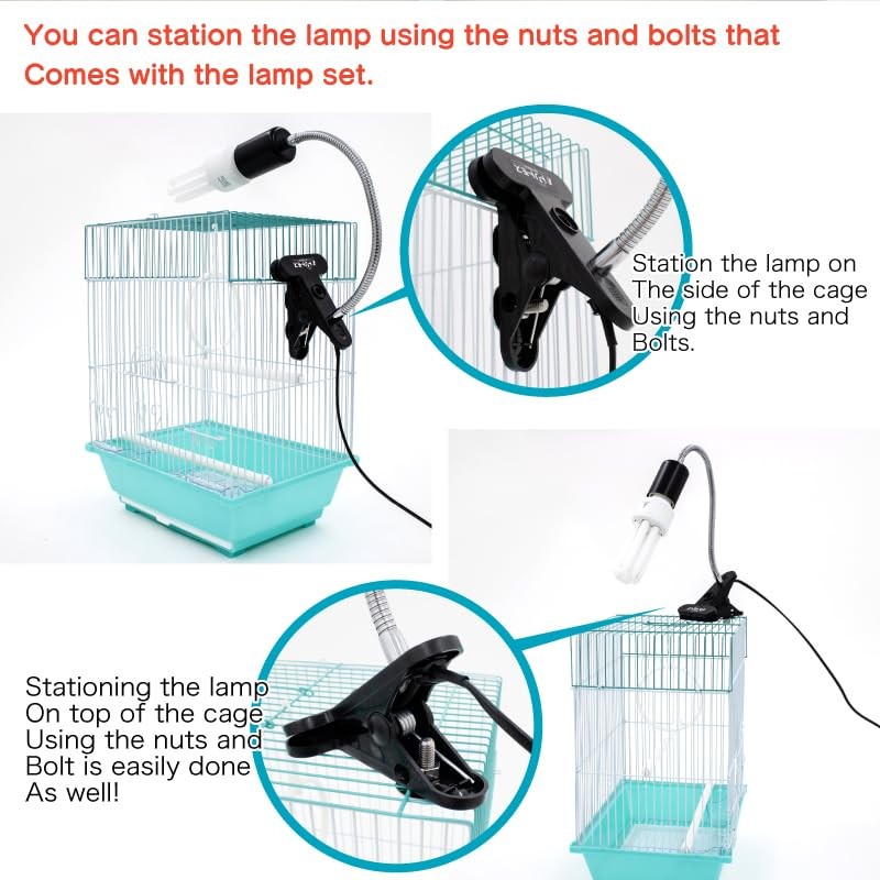 FUNKS Bird Cage UVB Light Combo Kit, AvianSun Lamp 2.4%