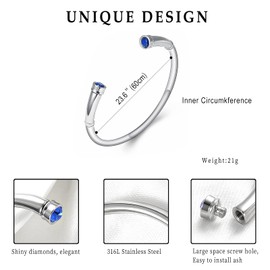memorial jewelry Cremation Urn Bracelet for Ashes Holder Stainless Steel Keepsake (Dark Blue)