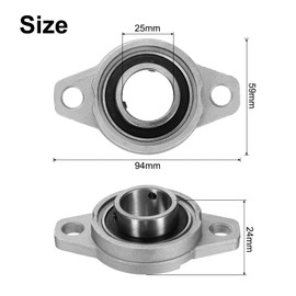 sourcing map 2pcs KFL005 Pillow Block Bearings 8mm Bore Bearing Units Zinc Alloy, P6(ABEC3)