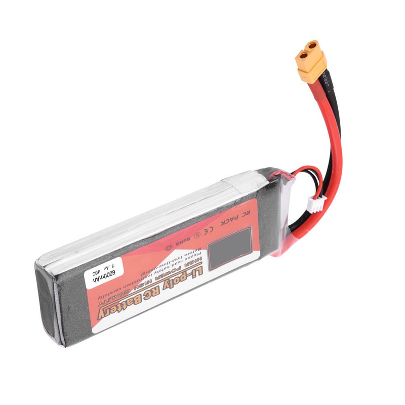 ZOP POWER 2S 7.4V 6000mAh 45C Rechargeable LiPo Battery with