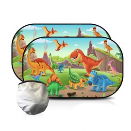 FOSDICK 2 PCS Car Window Shades for Baby, Car Sun Shade for Baby with UV Protection, Sun Visor for Cars baby Cartoon Dinosaur Pattern, car Sunshades for Babies Perfect for Sedan SUV Minivan(51x 31CM)