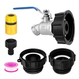275-330 Gallon IBC Tote Hose Adapter - 3-Size IBC Tote Adapter Kit 2.44" Fine, 2" Fine, 2" Coarse Thread with 1/2" Male NPT Inlet × 3/4" Male GHT Outlet Stainless Steel Garden Hose Faucet