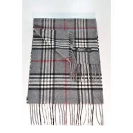 Adamant 100% Pure Cashmere Women's Scarf, Cuddly Soft, 180 cm Long, Plain and Checked - gray