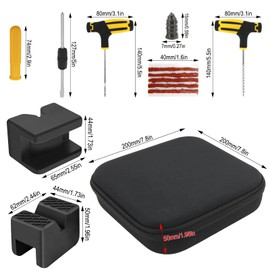 Universal Jack Pad Adapter, Car Jack Stand Pad Slotted Lift Rubber Pads Adapters Slotted Frame Rail Pinch Welds Protector (4 Pack), Car Tire Repair Tool Kit with Storage Box