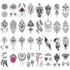 32Sheets Women Temporary Tattoo Sticker,Henna Feather Mandala Datura Flowers Temp