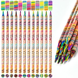 Brusarth Woodless Full Core 4-in-1 Rainbow Colored Pencils, 12 Pack