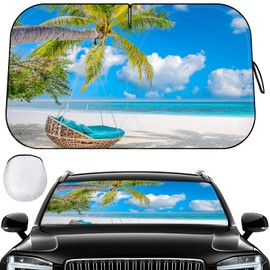Car Windshield Sun Shade - Foldable Car Sun Shade Windshield for Front Window, Reflector Sunshade Offers Ultimate Protection for Cars Interior (55.2 x 31.5 in)