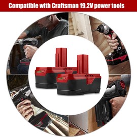 ATcuji 2 PACK 6.5Ah C3 High Capacity 19.2V Battery PP2030 Compatible with CRAFTSMAN 19.2V Lithium Battery C3 Tools XCP 19.2V 4.0Ah 72Wh 315.PP2030 130211030 2.6Ah 48Wh PP2025 PP2020 19.2V Battery Pack
