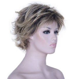 Lydell Ombre Wigs for Women Short Hair Choppy Layers Synthetic Brown Blonde