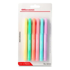 Marcatextos Pastel Punta Cincel 6 Pzas Office Depot Color