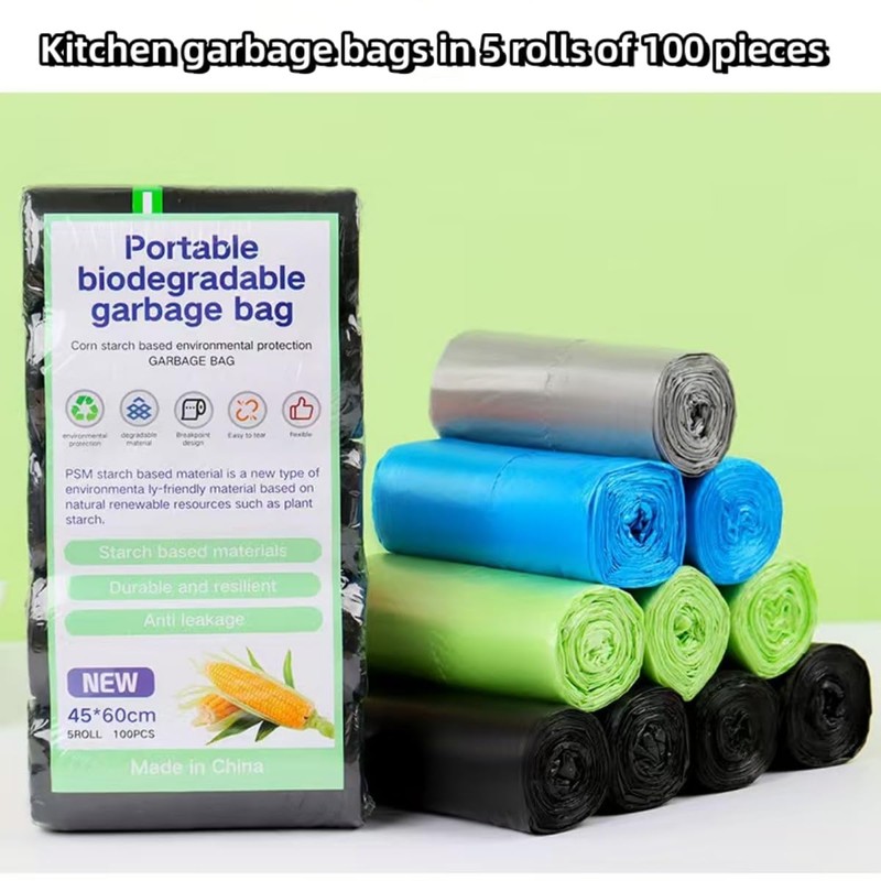 Biodegradable Trash Bags Waste Bag100PCS, Garbage bags 20L kitchen trash