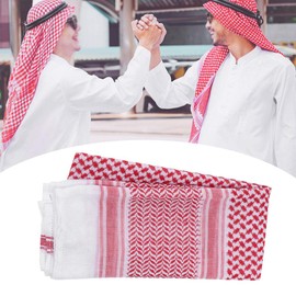 Muslim Male Red Plaid Head Scarf, Muslim Plaid Scarf Arab Keffiyeh Adult Men's Turban Muslim Male Traditional CostumesAccessories