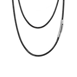 Prosteel Black Braided Faux Leather Necklace / Bracelet, 2 mm / 3 mm Wide, Unisex Necklace for Pendants with Stainless Steel Clasp, 41 - 76 cm Available, Stainless Steel