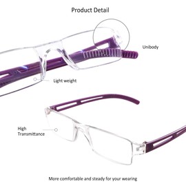 LAMBBAA 2 Pack Reading Glasses, Blue Light Blocking Computer Reading Glasses for Women and Men, Anti Glare Lightweight Readers(Purple,+1.75)
