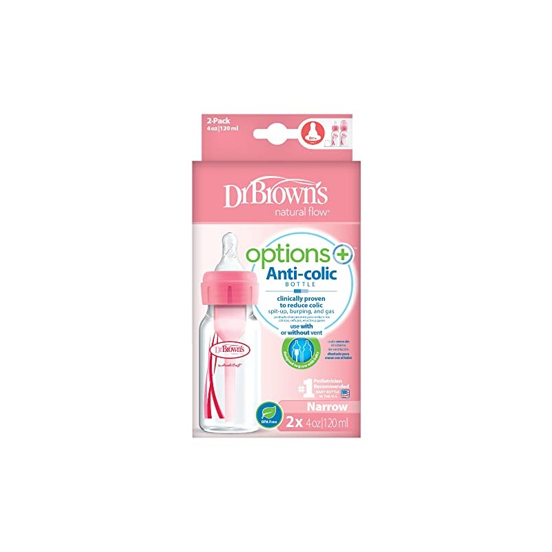 Dr. Brown's Biberón estándar 4 oz. Options+ rosa