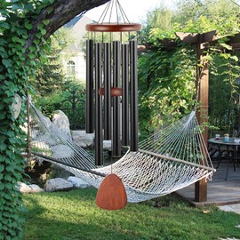 Wind Chimes, 65 cm Aluminium Wind Chimes, 6 Metal Tubes, Wind Chimes for Outdoors, Garden, Patio Decoration with Wind Catcher, Classic Black