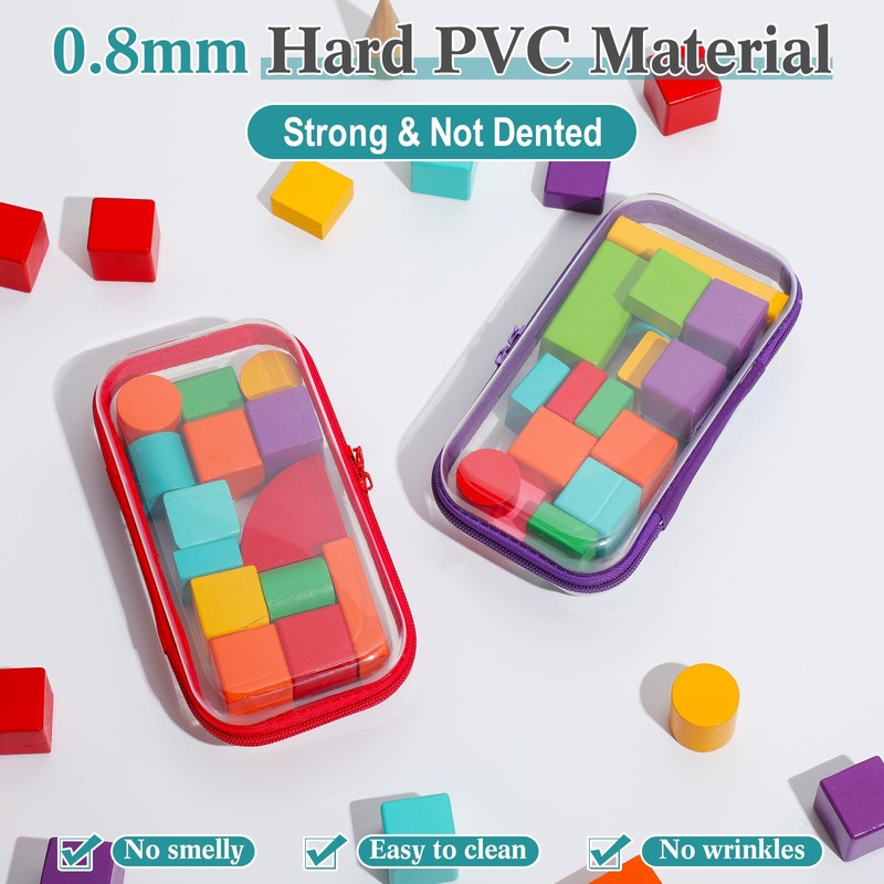 Sanwuta 6 Pcs Clear Hard Zipper Case Plastic Zipper Pouches
