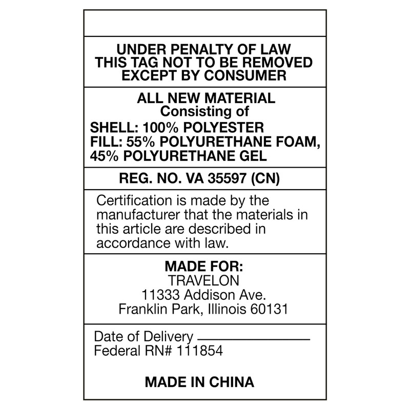 Travelon Cooling Gel Neck Pillow, Charcoal