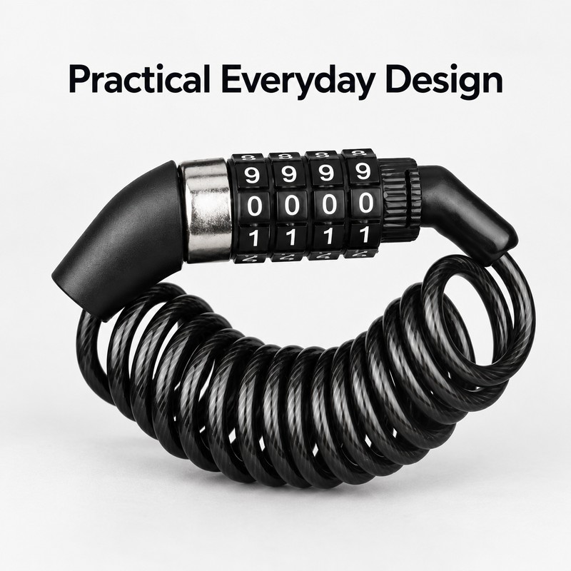 Mini Combination Cable Lock for Bike Helmets – Portable Steel