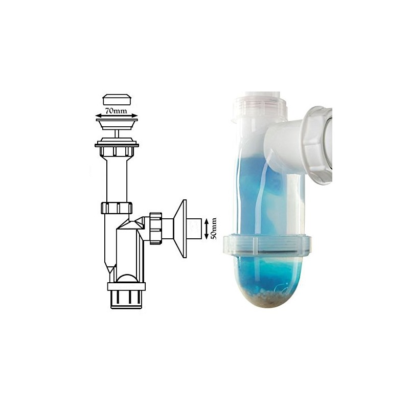 Bathroom Kitchen Single Bottle Drain Waste Trap with Transparent Body