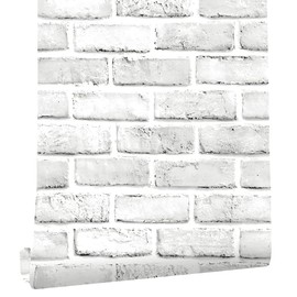 Cohoo Home Brick Wallpaper Peel and Stick Contact Paper 120inL 18inW Faux 3D Brick Contact Paper for Walls White Gray Grey Self Adhesive Removable Wallpaper Backsplash Bedroom Wall Sticky Waterproof
