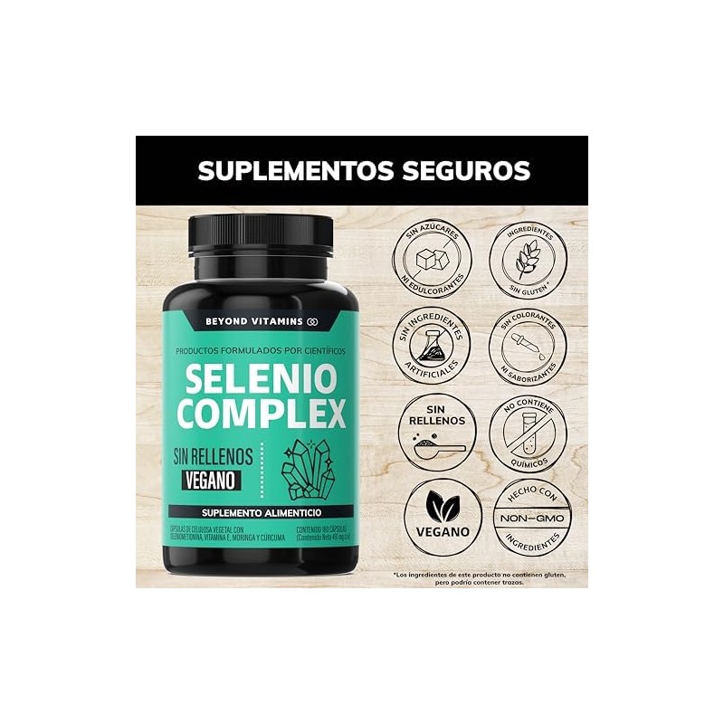 Selenio Seleniometionina 240mcg, con Vitamina E, Moringa y Raíz de