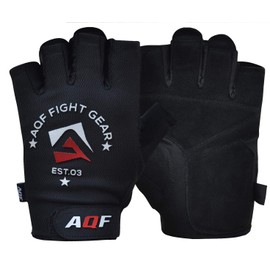AQF Weight Lifting Gloves Training Fitness Exercise Gym Workout Gloves – Goat Leather Suede Gel Padded Palm (Black, X-Large)