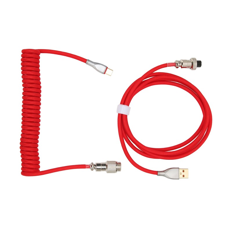 Mechanical Keyboard Cable Double Sleeve Custom Coiled with Detachable Metal