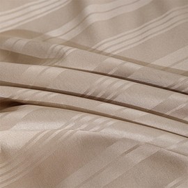 YASMENG Satin Bed Linen 135 x 200 cm Khaki Gold Striped Bed Linen Satin Shiny Deluxe Duvet Cover Set Soft Silky Silk Bed Linen 2-Piece with Zip and 80 x 80 cm Pillowcase