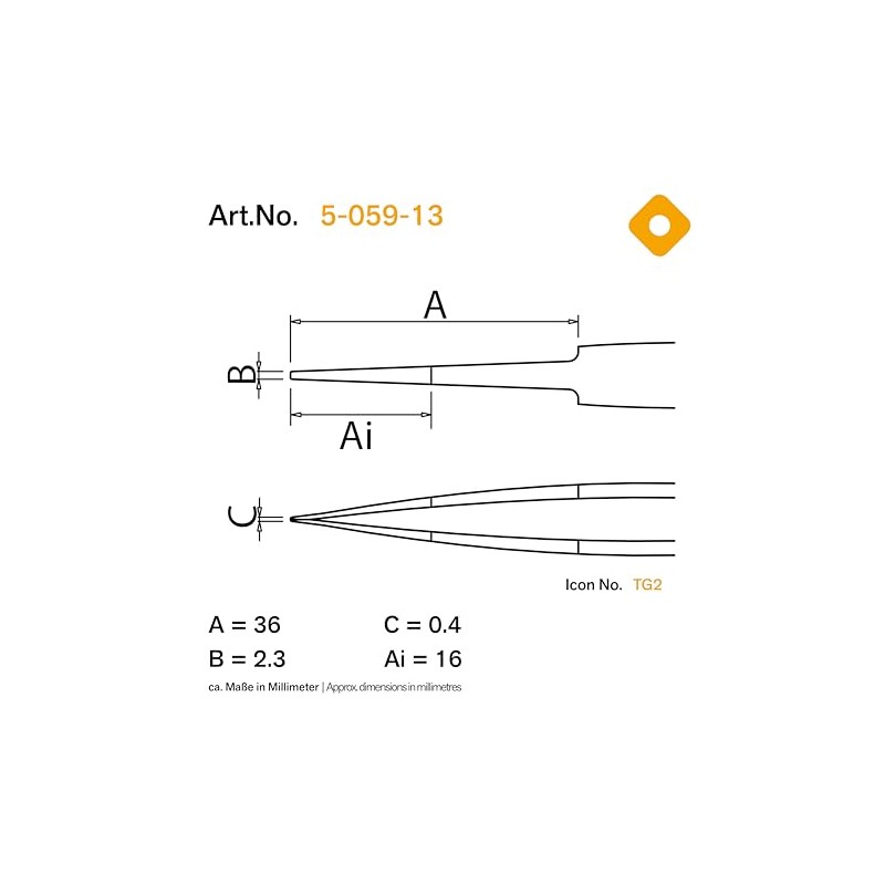 Bernstein 5-059-13 SMD Forceps 120 mm Flat Round Points 2