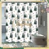 4 Pcs Christmas Shower Curtain Set Winter Xmas Tree Bathroom