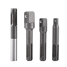 SDS Plus Shank to 1/4" Hex Socket Adaptor + 1/4" 3/8" 1/2" Square Drill Bit Holder Extension Connector for Screws/Nuts/Any Drill and Handheld Driver