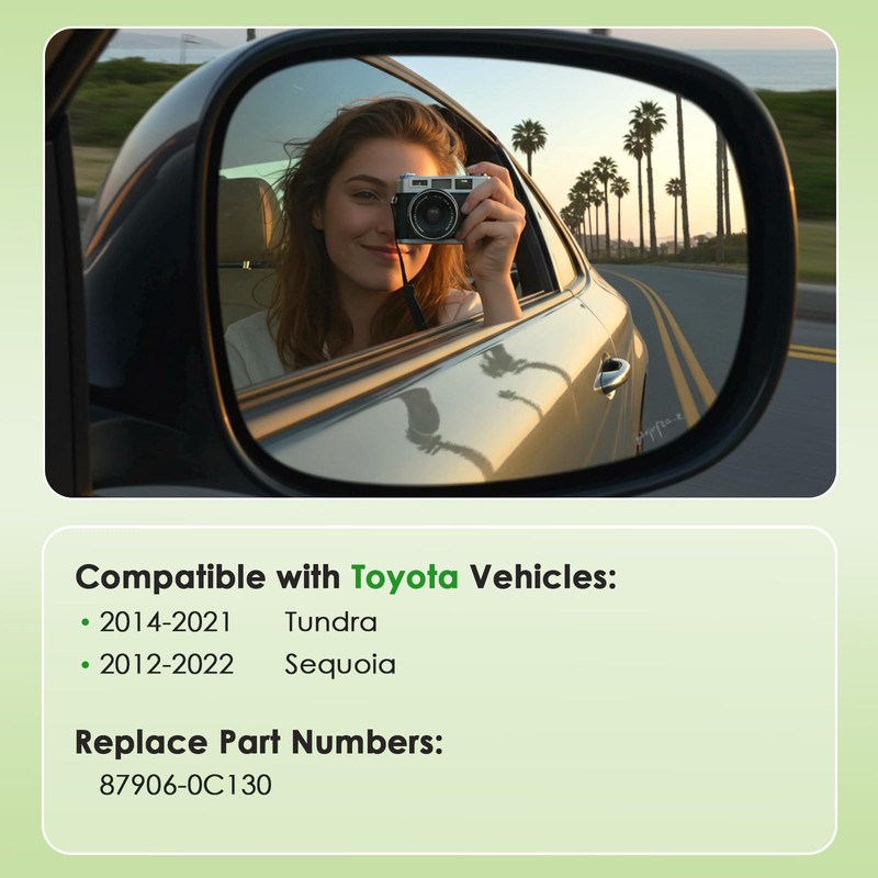 Driver Side Replacement Mirror Glass - Compatible with Toyota Vehicles