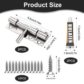 2PCS Edelstahl Türriegel Kleiner Riegelschloss Schiebeschloss Bolzenriegel Verschluss Riegel, 4 Zoll Verriegelbare Sicherheitsschlösser Für Badezimmer, Schlafzimmer, Schuppen Und Garagen, Silber