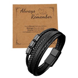 SCJJZ Bracelets for Men, Stainless Steel Bracelet, Braided Bracelet, Men's Leather Magnetic Bracelet, Jewelry (Black), Stainless Steel