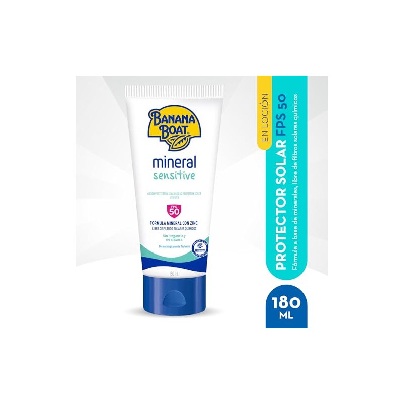 Banana Boat, Protector Solar Mineral Sensitive 50 FPS 180 ml