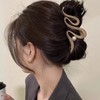New High-End Large Pearl Matte Grip Hair Clip for Updos and Half-Up Styles Free Size/Black 20ea
