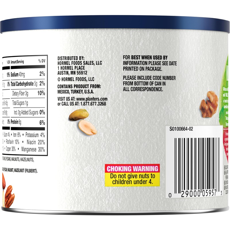 PLANTERS NUT-rition Heart Healthy Snack Nuts Mix, 9.75 oz Canister